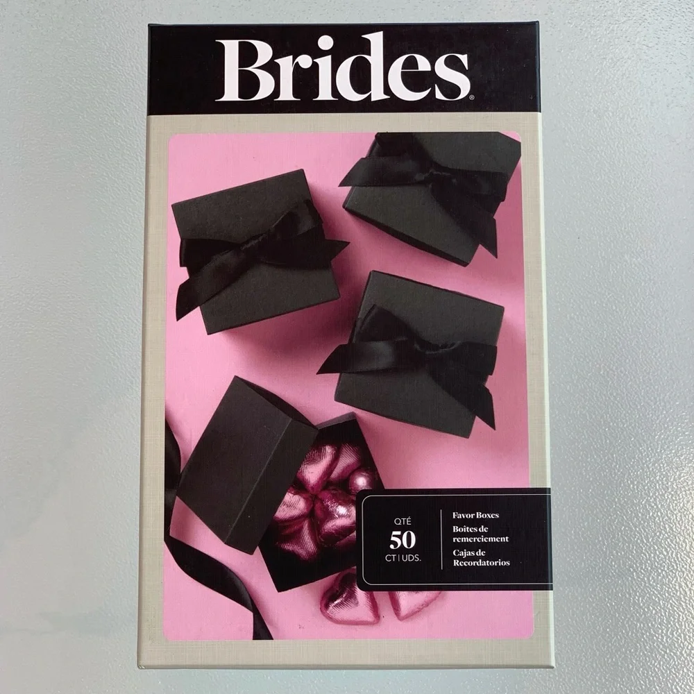 BRIDES® Favor Box Kit, Matte Black, Pack of 50